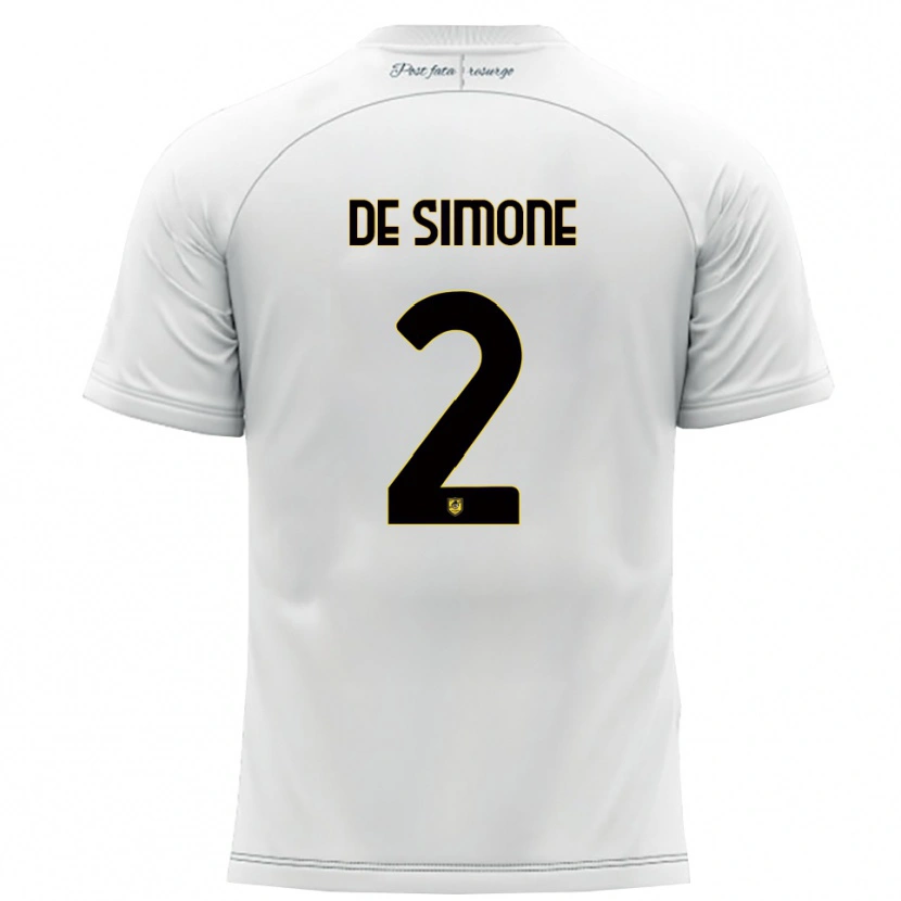 Danxen Niño Camiseta Marco De Simone #2 Blanco Amarillo 2ª Equipación 2025/26 La Camisa