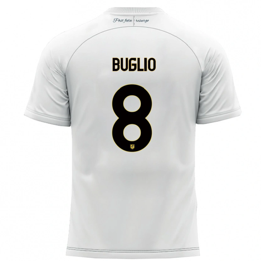 Danxen Niño Camiseta Davide Buglio #8 Blanco Amarillo 2ª Equipación 2025/26 La Camisa
