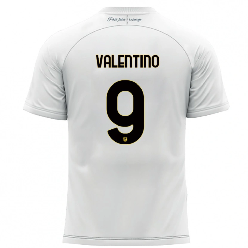 Danxen Niño Camiseta Antonio Valentino #9 Blanco Amarillo 2ª Equipación 2025/26 La Camisa