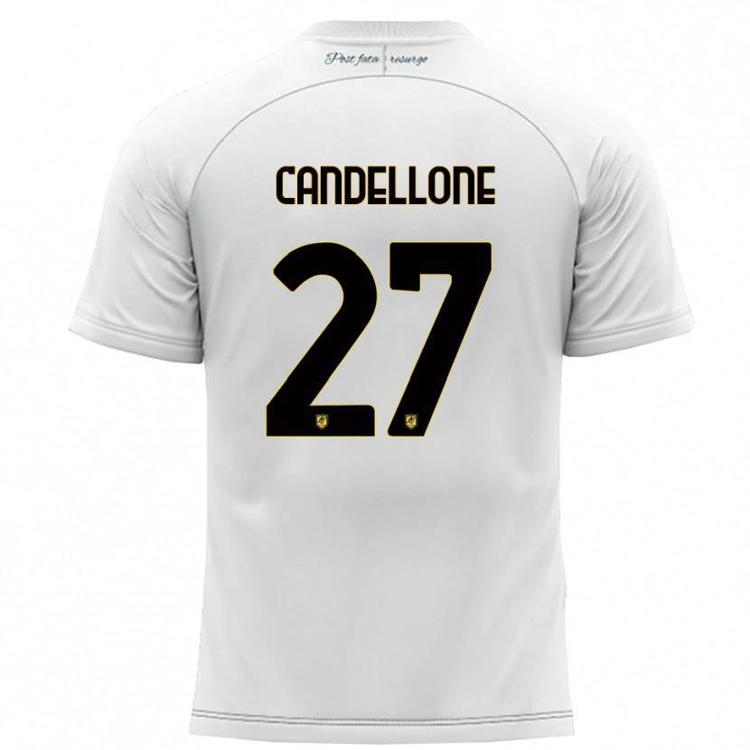Danxen Niño Camiseta Leonardo Candellone #27 Blanco Amarillo 2ª Equipación 2025/26 La Camisa