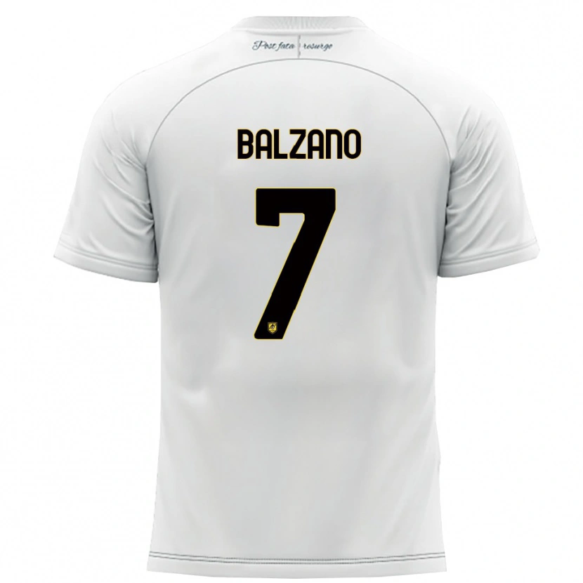 Danxen Niño Camiseta Francesco Balzano #7 Blanco Amarillo 2ª Equipación 2025/26 La Camisa