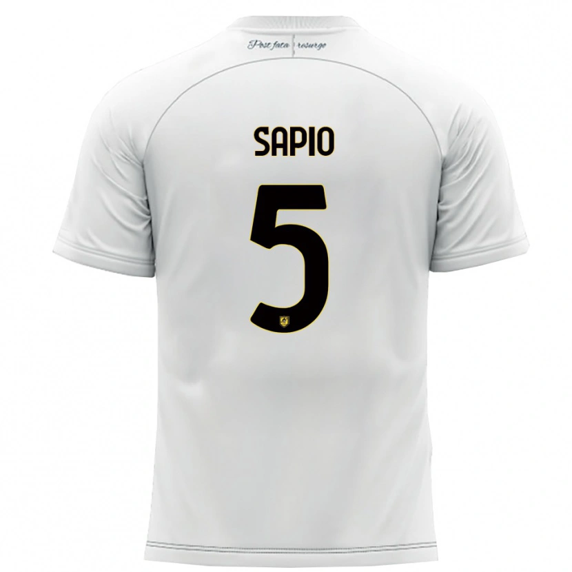 Danxen Niño Camiseta Jacopo Sapio #5 Blanco Amarillo 2ª Equipación 2025/26 La Camisa