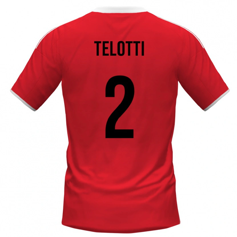 Danxen Niño Camiseta Giacomo Telotti #2 Rojo Blanco 2ª Equipación 2025/26 La Camisa