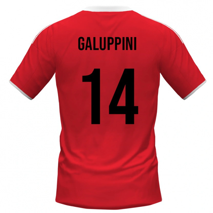 Danxen Niño Camiseta Francesco Galuppini #14 Rojo Blanco 2ª Equipación 2025/26 La Camisa