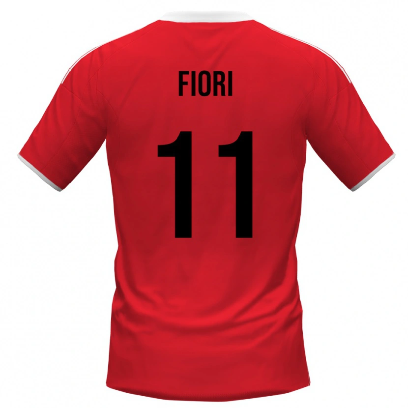 Danxen Niño Camiseta Antonio Fiori #11 Rojo Blanco 2ª Equipación 2025/26 La Camisa