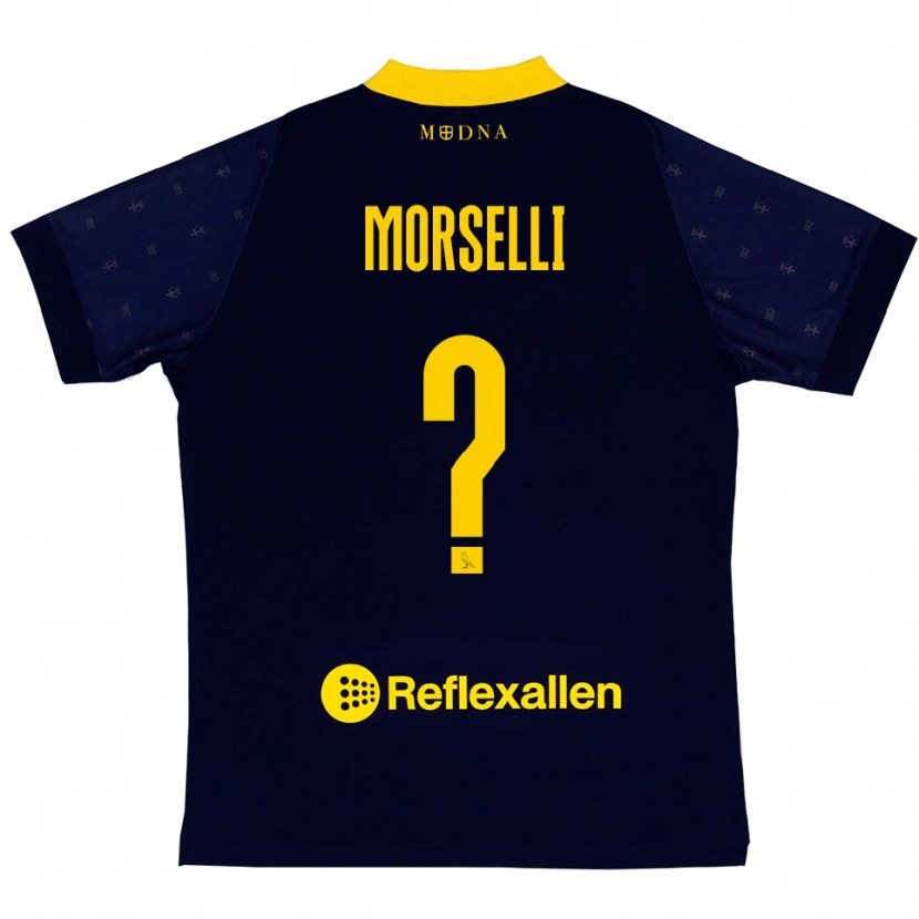 Danxen Niño Camiseta Gabriele Morselli #0 Marino Amarillo 2ª Equipación 2025/26 La Camisa