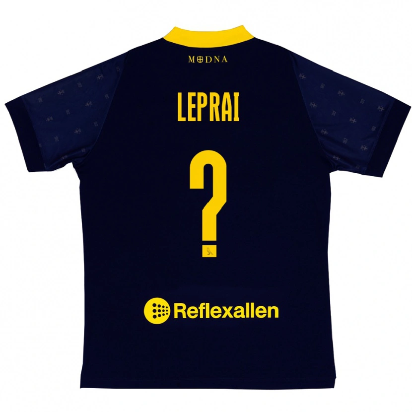 Danxen Niño Camiseta Matteo Leprai #0 Marino Amarillo 2ª Equipación 2025/26 La Camisa