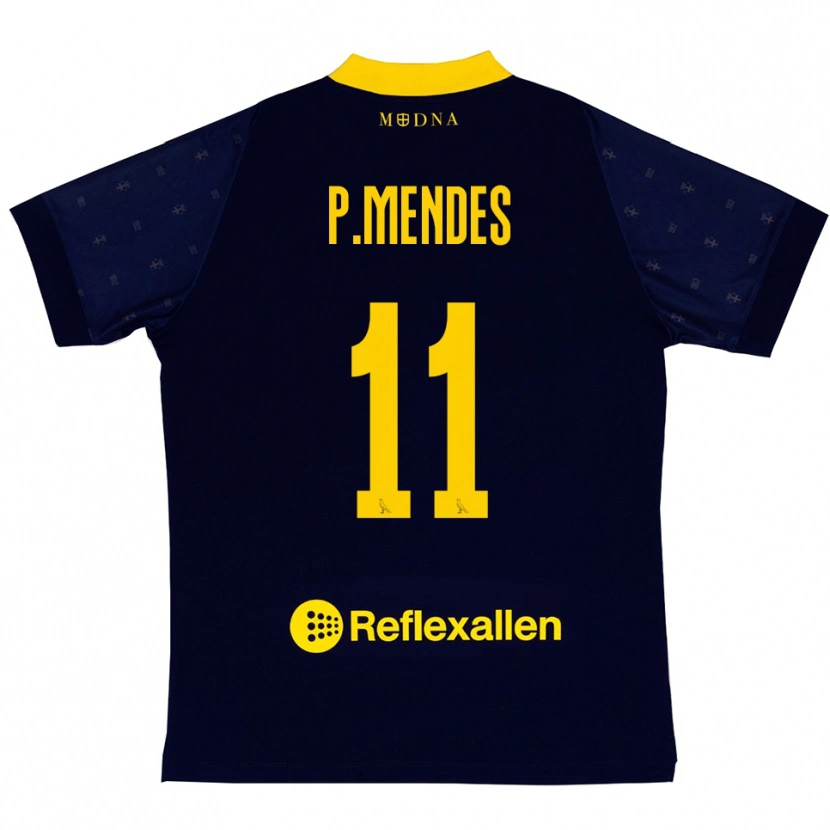 Danxen Niño Camiseta Pedro Mendes #11 Marino Amarillo 2ª Equipación 2025/26 La Camisa