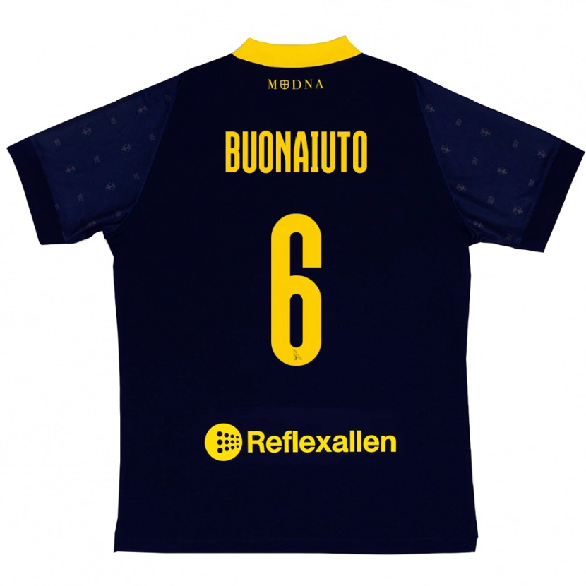 Danxen Niño Camiseta Alessandro Buonaiuto #6 Marino Amarillo 2ª Equipación 2025/26 La Camisa