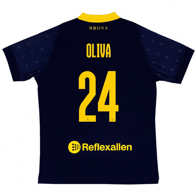 Danxen Niño Camiseta Marco Oliva #24 Marino Amarillo 2ª Equipación 2025/26 La Camisa