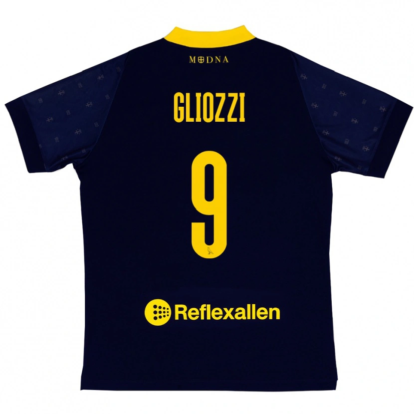Danxen Niño Camiseta Ettore Gliozzi #9 Marino Amarillo 2ª Equipación 2025/26 La Camisa