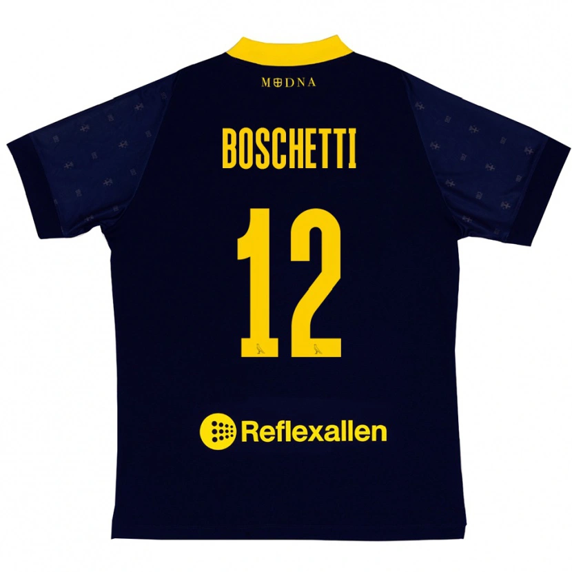 Danxen Niño Camiseta Matteo Boschetti #12 Marino Amarillo 2ª Equipación 2025/26 La Camisa