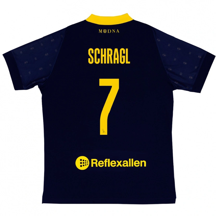 Danxen Niño Camiseta Jakob Schragl #7 Marino Amarillo 2ª Equipación 2025/26 La Camisa