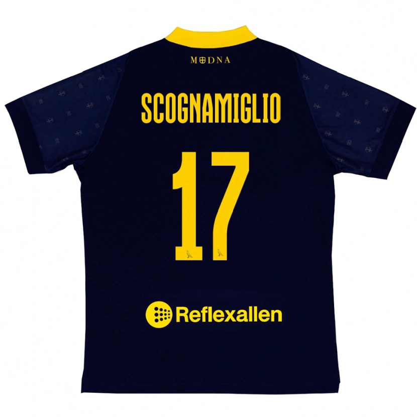 Danxen Niño Camiseta Giuseppe Scognamiglio #17 Marino Amarillo 2ª Equipación 2025/26 La Camisa