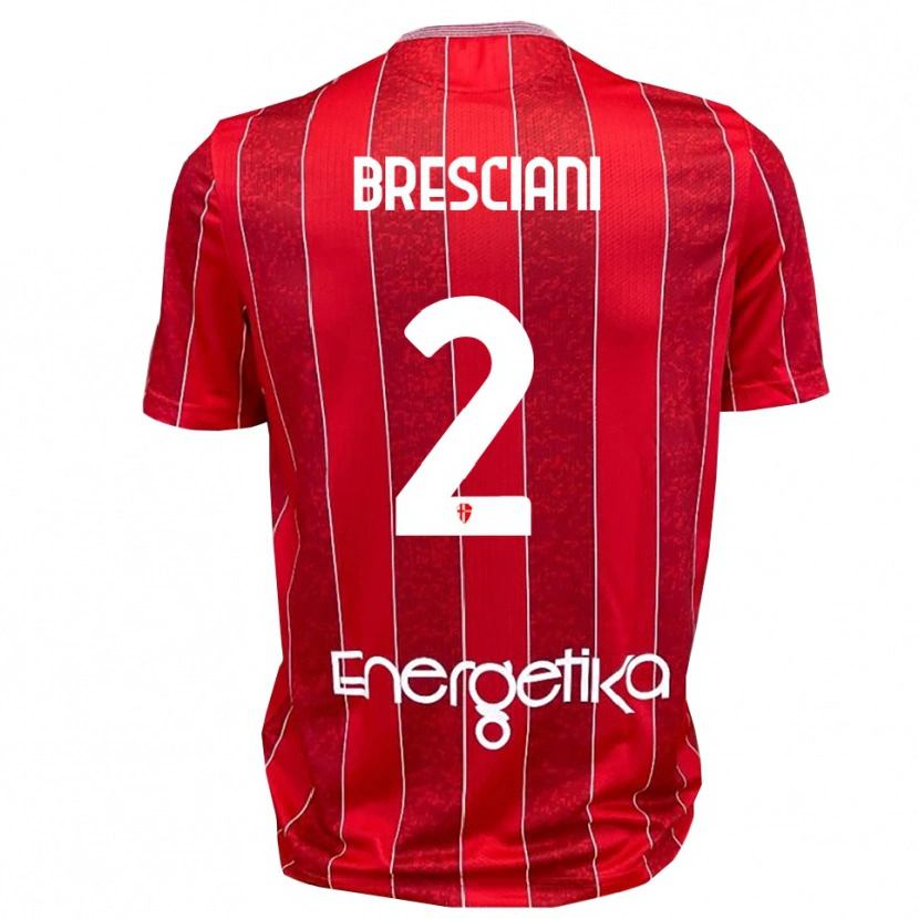Danxen Niño Camiseta Nicola Bresciani #2 Rojo Blanco 2ª Equipación 2025/26 La Camisa