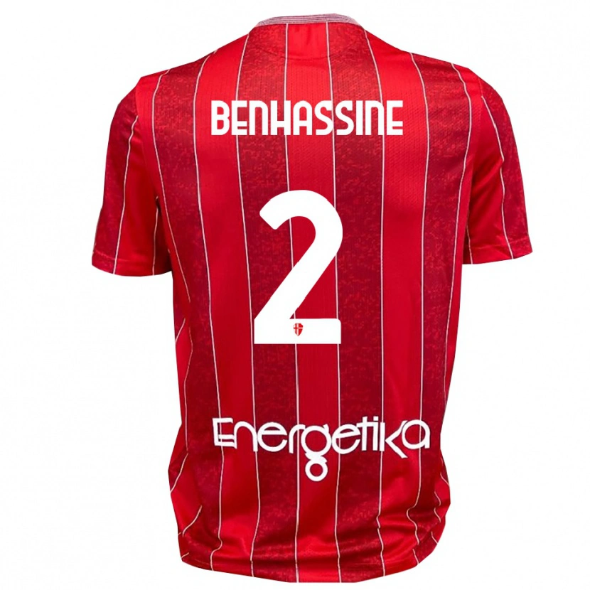 Danxen Niño Camiseta Bilel Benhassine #2 Rojo Blanco 2ª Equipación 2025/26 La Camisa