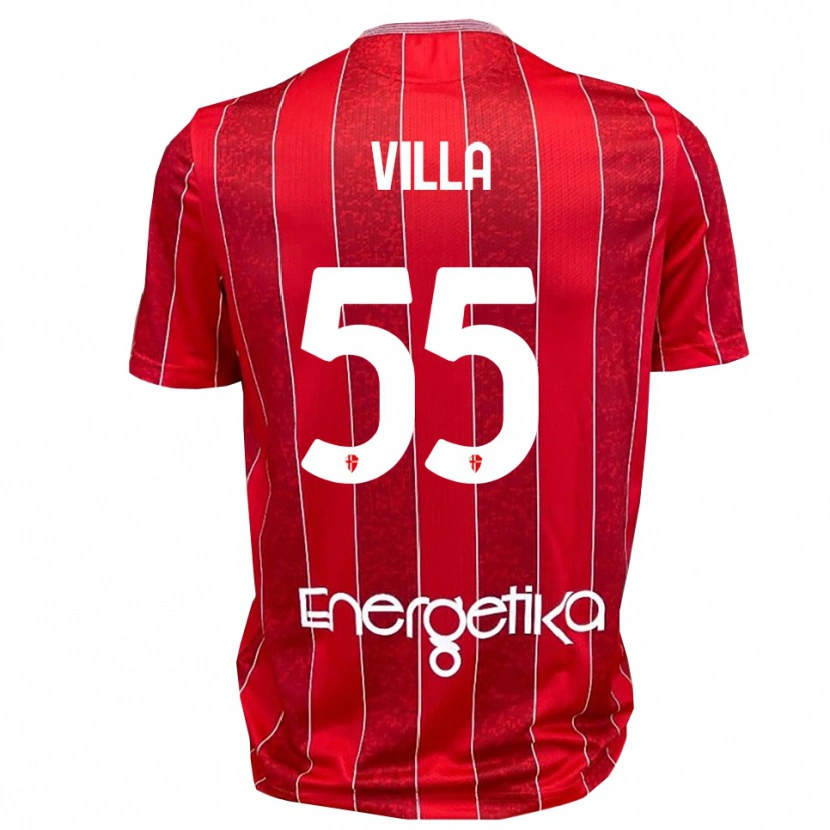 Danxen Niño Camiseta Lorenzo Villa #55 Rojo Blanco 2ª Equipación 2025/26 La Camisa