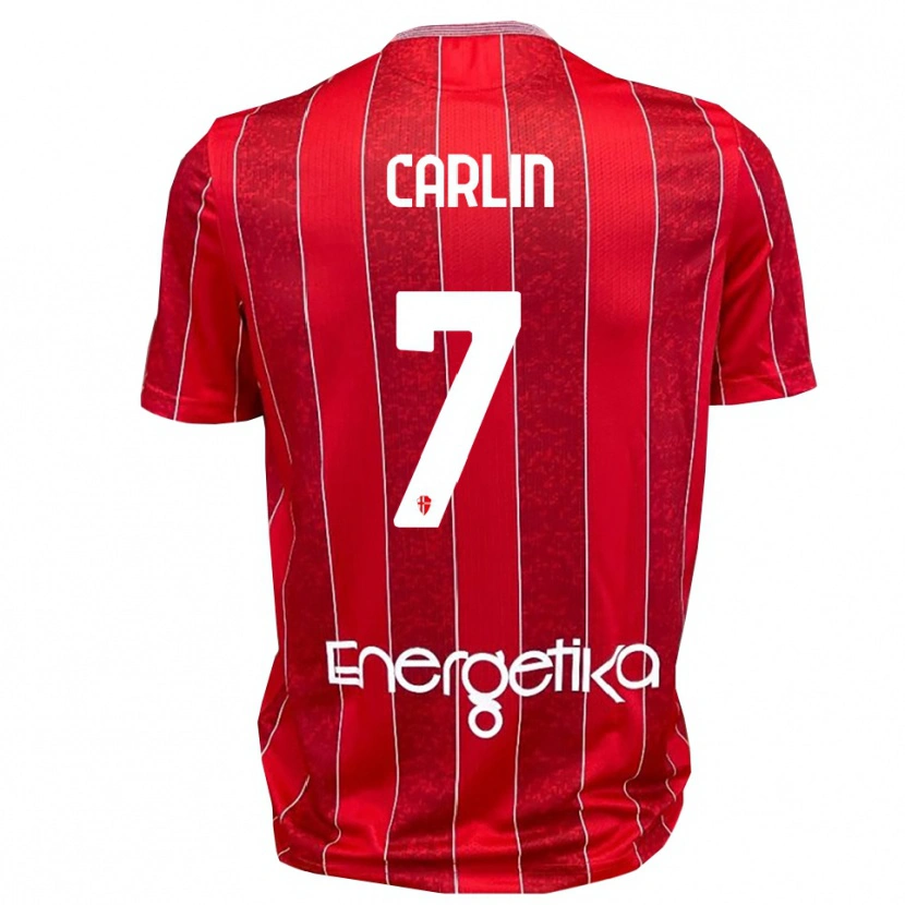 Danxen Niño Camiseta Pietro Carlin #7 Rojo Blanco 2ª Equipación 2025/26 La Camisa