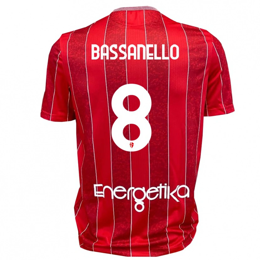 Danxen Niño Camiseta Davide Bassanello #8 Rojo Blanco 2ª Equipación 2025/26 La Camisa