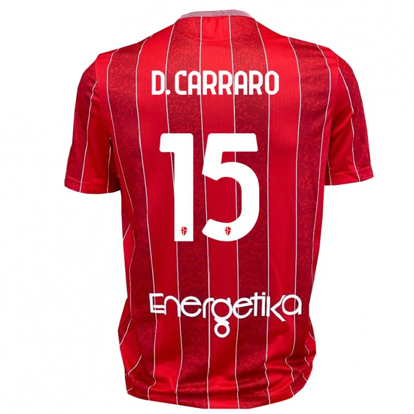 Danxen Niño Camiseta Davide Carraro #15 Rojo Blanco 2ª Equipación 2025/26 La Camisa
