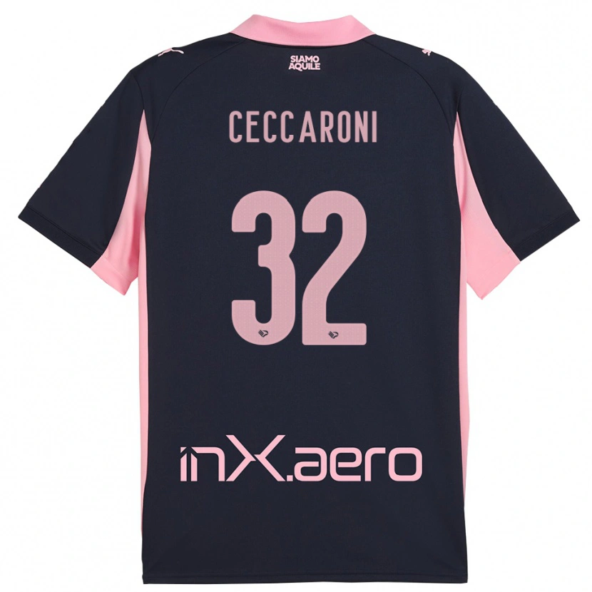 Danxen Niño Camiseta Pietro Ceccaroni #32 Marino Rosa 2ª Equipación 2025/26 La Camisa