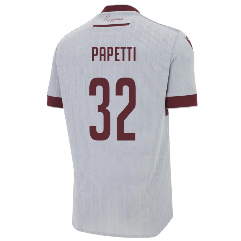 Danxen Niño Camiseta Andrea Papetti #32 Borgoña Blanco 2ª Equipación 2025/26 La Camisa