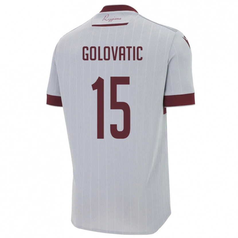 Danxen Niño Camiseta Daniel Golovatic #15 Borgoña Blanco 2ª Equipación 2025/26 La Camisa