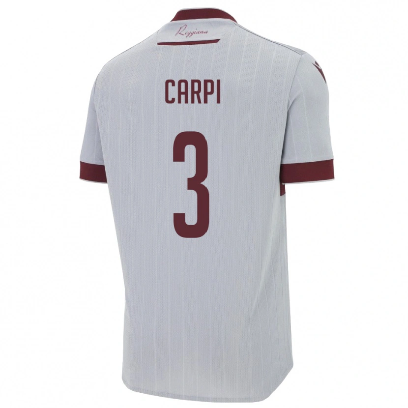 Danxen Niño Camiseta Filippo Carpi #3 Borgoña Blanco 2ª Equipación 2025/26 La Camisa