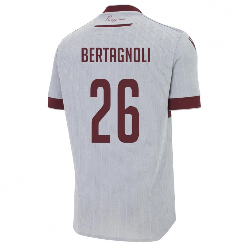 Danxen Niño Camiseta Massimo Bertagnoli #26 Borgoña Blanco 2ª Equipación 2025/26 La Camisa