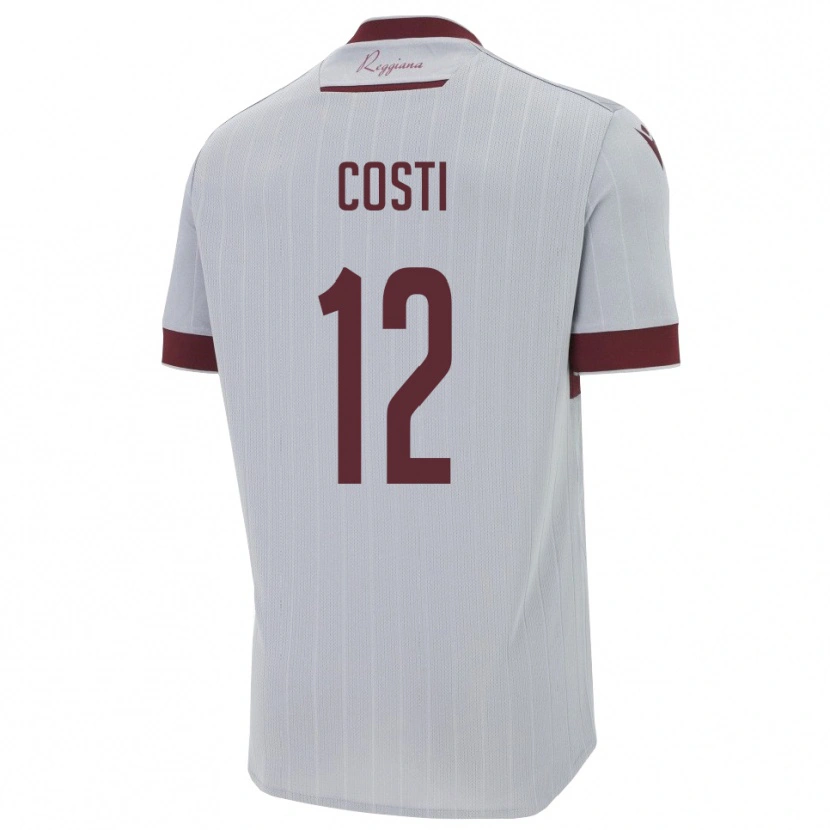 Danxen Niño Camiseta Filippo Costi #12 Borgoña Blanco 2ª Equipación 2025/26 La Camisa