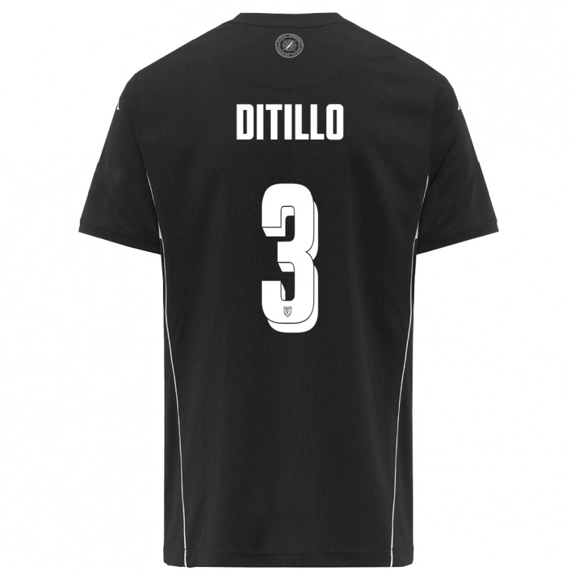 Danxen Niño Camiseta Luigi Ditillo #3 Negro Blanco 2ª Equipación 2025/26 La Camisa