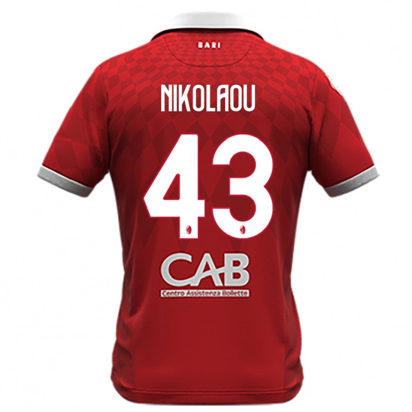 Danxen Niño Camiseta Dimitrios Nikolaou #43 Rojo Blanco 2ª Equipación 2025/26 La Camisa