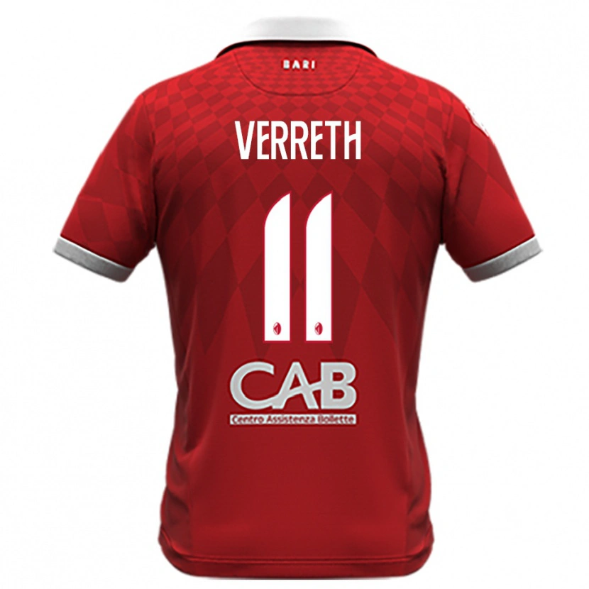 Danxen Niño Camiseta Matthias Verreth #11 Rojo Blanco 2ª Equipación 2025/26 La Camisa