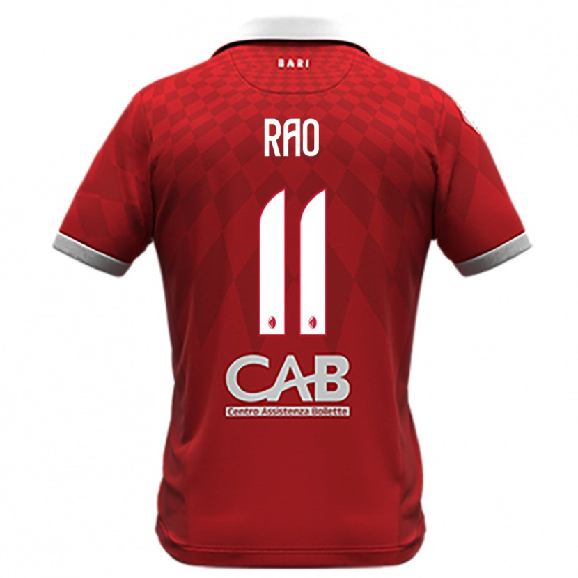 Danxen Niño Camiseta Emanuele Rao #11 Rojo Blanco 2ª Equipación 2025/26 La Camisa