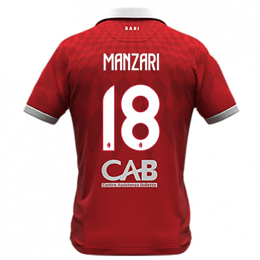 Danxen Niño Camiseta Giacomo Manzari #18 Rojo Blanco 2ª Equipación 2025/26 La Camisa