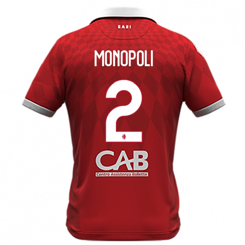 Danxen Niño Camiseta Tommaso Monopoli #2 Rojo Blanco 2ª Equipación 2025/26 La Camisa