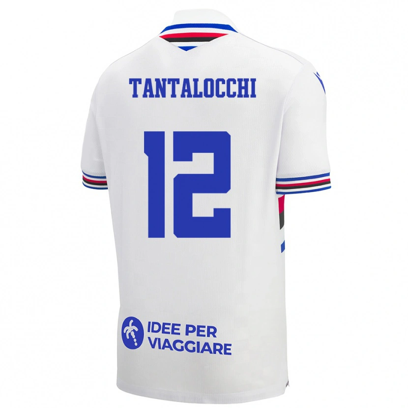 Danxen Niño Camiseta Elia Tantalocchi #12 Blanco Azul Rojo 2ª Equipación 2025/26 La Camisa
