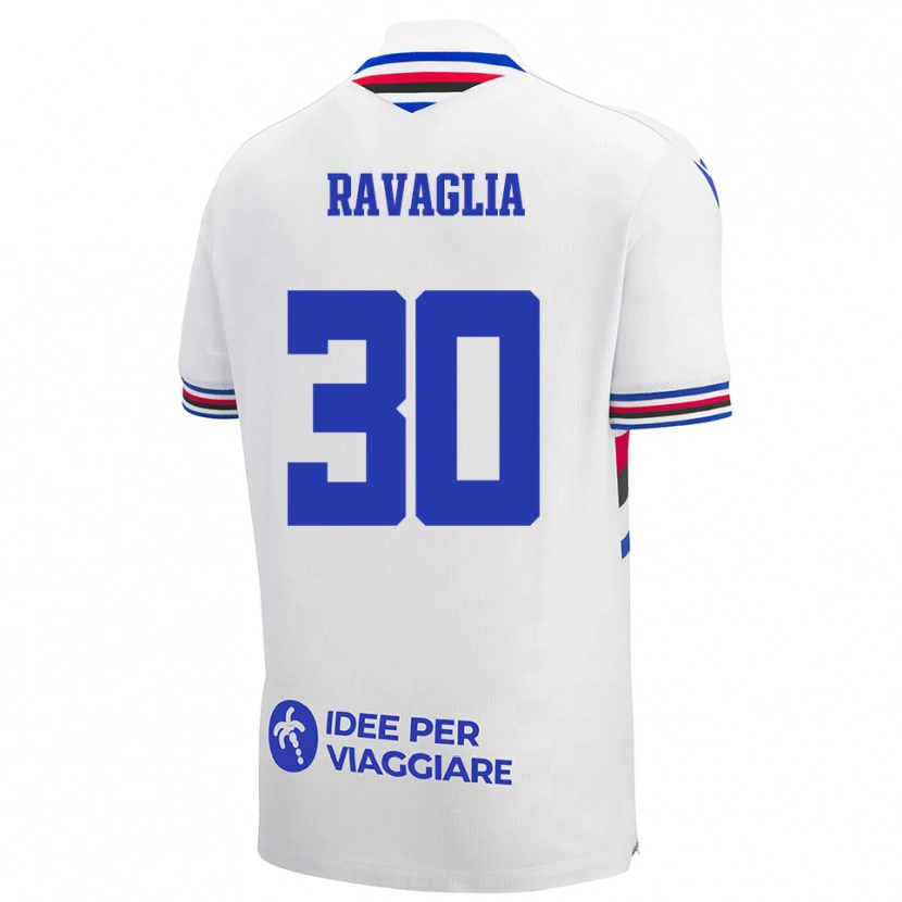 Danxen Niño Camiseta Nicola Ravaglia #30 Blanco Azul Rojo 2ª Equipación 2025/26 La Camisa