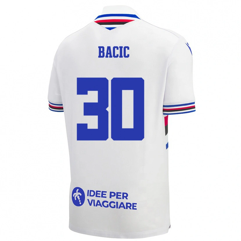 Danxen Niño Camiseta Mateo Bacic #30 Blanco Azul Rojo 2ª Equipación 2025/26 La Camisa