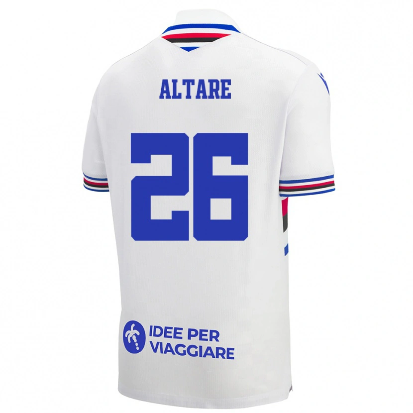 Danxen Niño Camiseta Giorgio Altare #26 Blanco Azul Rojo 2ª Equipación 2025/26 La Camisa