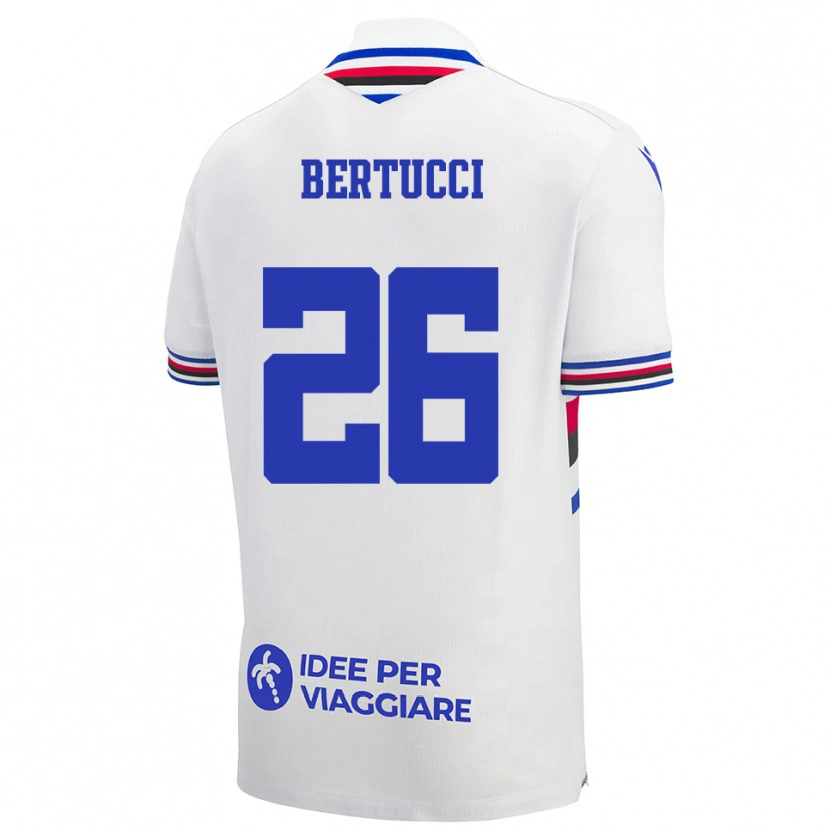 Danxen Niño Camiseta Sofia Bertucci #26 Blanco Azul Rojo 2ª Equipación 2025/26 La Camisa