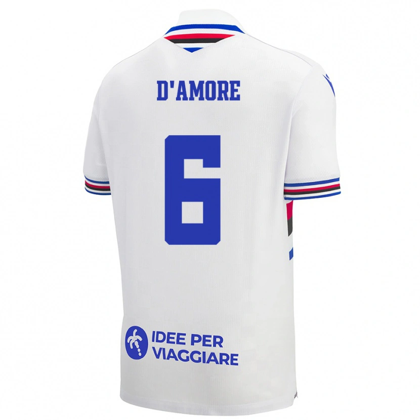 Danxen Niño Camiseta Fabiano D'amore #6 Blanco Azul Rojo 2ª Equipación 2025/26 La Camisa