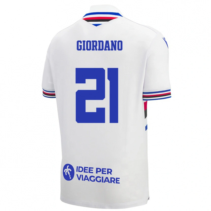 Danxen Niño Camiseta Simone Giordano #21 Blanco Azul Rojo 2ª Equipación 2025/26 La Camisa