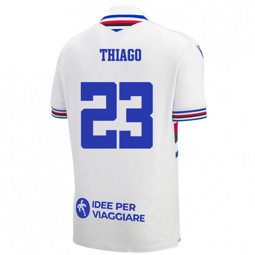 Danxen Niño Camiseta Thiago #23 Blanco Azul Rojo 2ª Equipación 2025/26 La Camisa