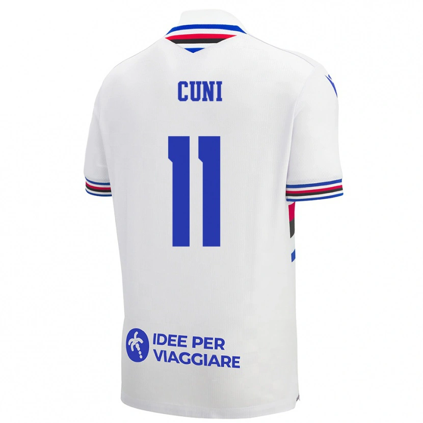 Danxen Niño Camiseta Marvin Cuni #11 Blanco Azul Rojo 2ª Equipación 2025/26 La Camisa