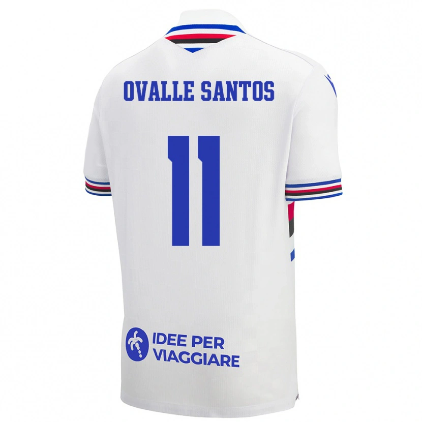 Danxen Niño Camiseta Alessandro Ovalle Santos #11 Blanco Azul Rojo 2ª Equipación 2025/26 La Camisa