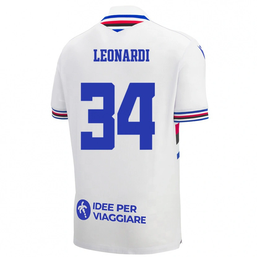 Danxen Niño Camiseta Simone Leonardi #34 Blanco Azul Rojo 2ª Equipación 2025/26 La Camisa