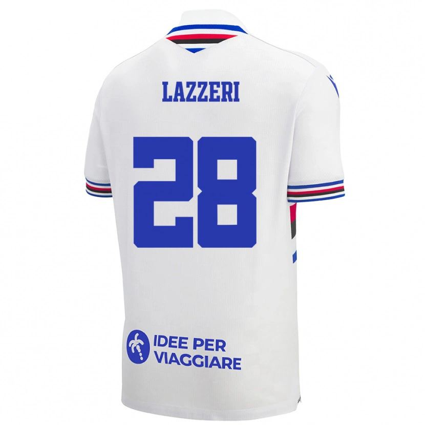 Danxen Niño Camiseta Nicole Lazzeri #28 Blanco Azul Rojo 2ª Equipación 2025/26 La Camisa