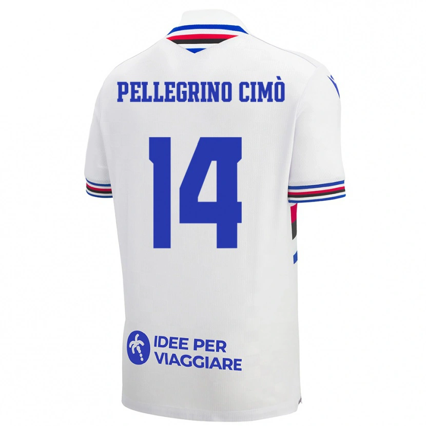 Danxen Niño Camiseta Giada Pellegrino Cimò #14 Blanco Azul Rojo 2ª Equipación 2025/26 La Camisa