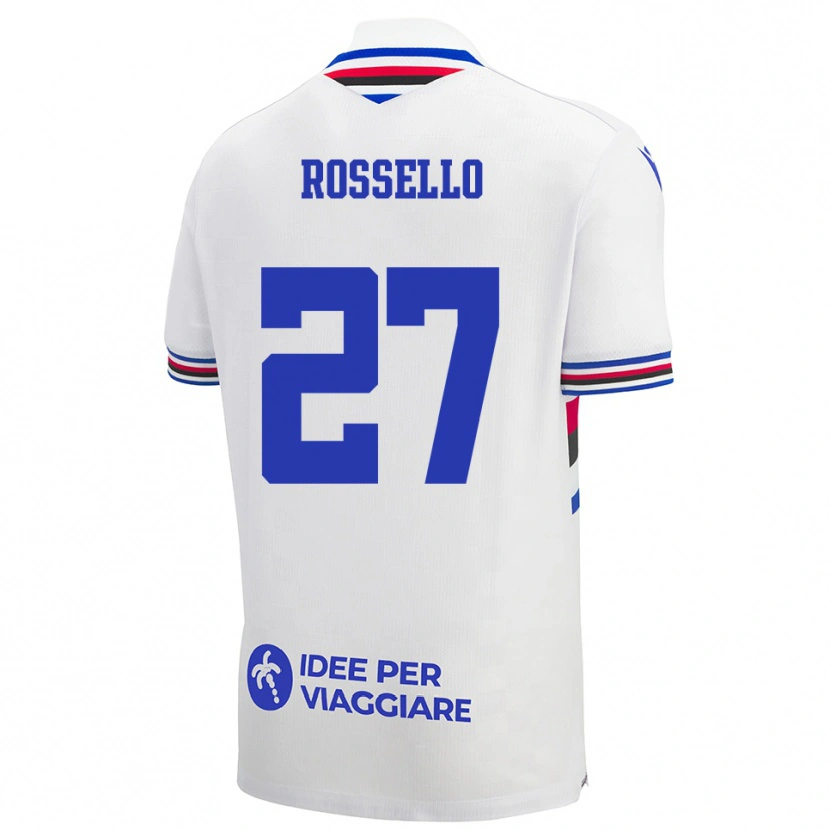 Danxen Niño Camiseta Simone Rossello #27 Blanco Azul Rojo 2ª Equipación 2025/26 La Camisa